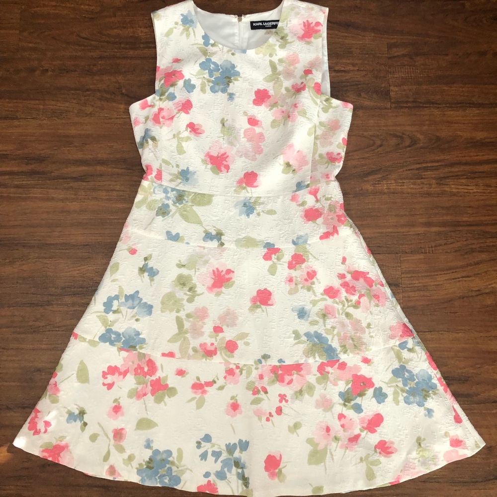 Karl Lagerfeld Paris Floral Dress in Pink and Blue